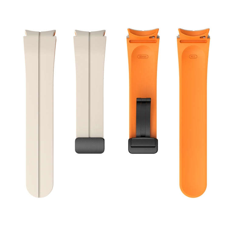 For Samsung Galaxy Watch 4 40mm Two Color Magnetic Folding Buckle Silicone Watch Band(White+Blue)