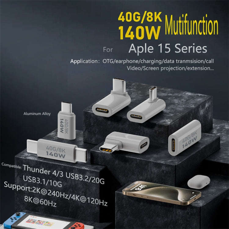 USB 3.1 Type-C to Type-C 40Gbps 8K Transmission Adapter 140W 5A Charge, Specification:Type-C Male...