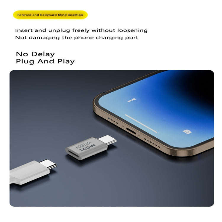 USB 3.1 Type-C to Type-C 40Gbps 8K Transmission Adapter 140W 5A Charge, Specification:Type-C Male...