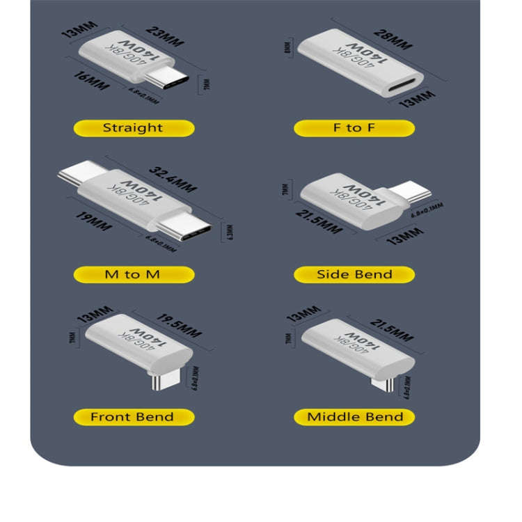 USB 3.1 Type-C to Type-C 40Gbps 8K Transmission Adapter 140W 5A Charge, Specification:Type-C Male...