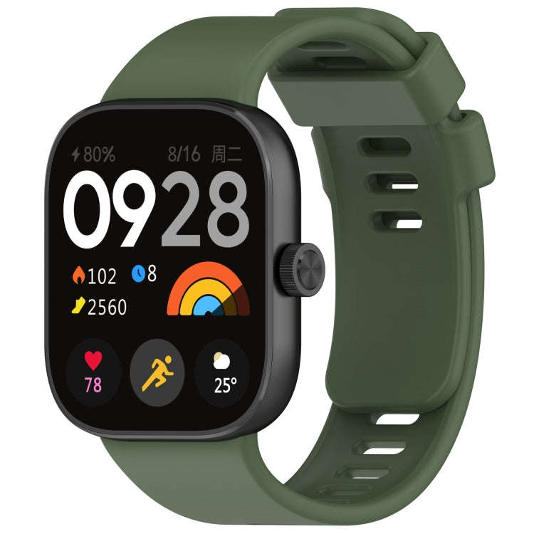 For Redmi Watch 4 Solid Color Silicone Sports Watch Band(Dark Green)