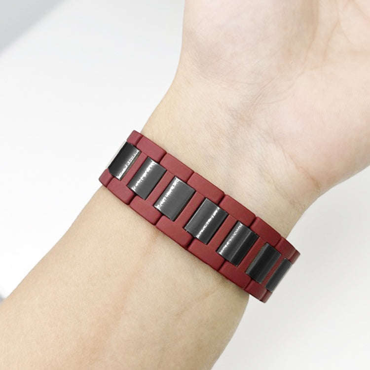 For Apple Watch Ultra 2 49mm Rubber Stainless Steel Magnetic Watch Band(Wine+Black)