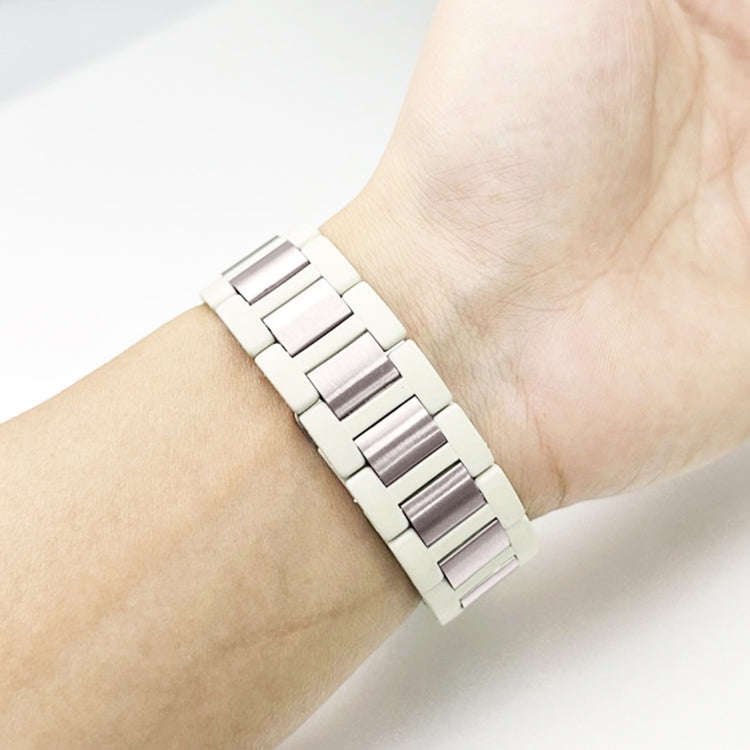 For Apple Watch SE 2022 40mm Rubber Stainless Steel Magnetic Watch Band(Beige+Starlight)