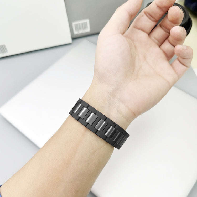 For Apple Watch SE 2022 40mm Rubber Stainless Steel Magnetic Watch Band(Black+Black)