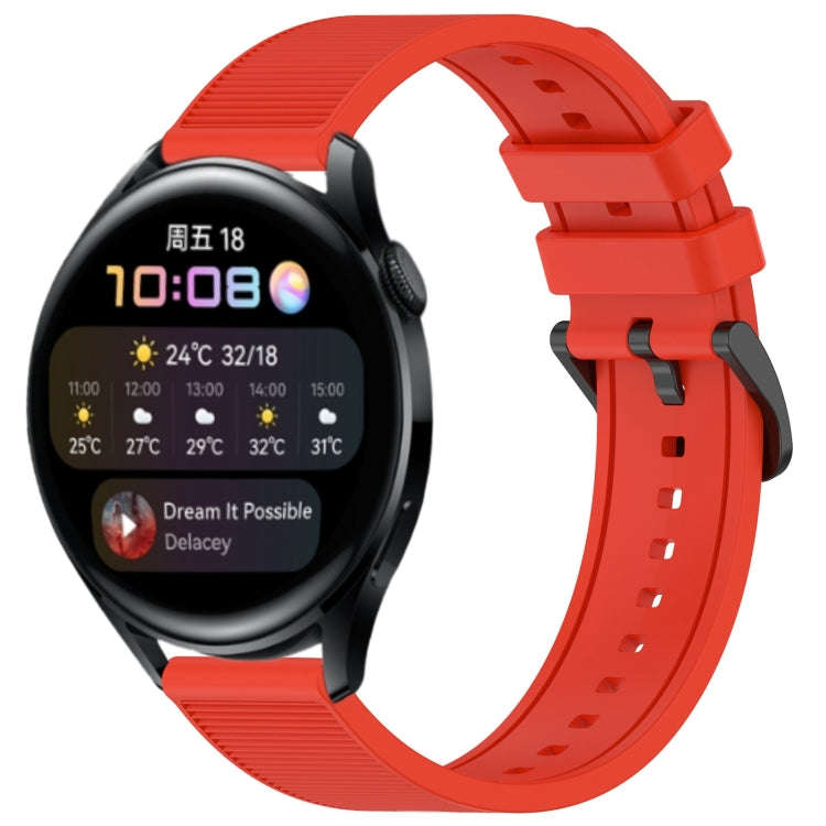 For Huawei Watch 3 22mm Textured Silicone Solid Color Watch Band(Red)