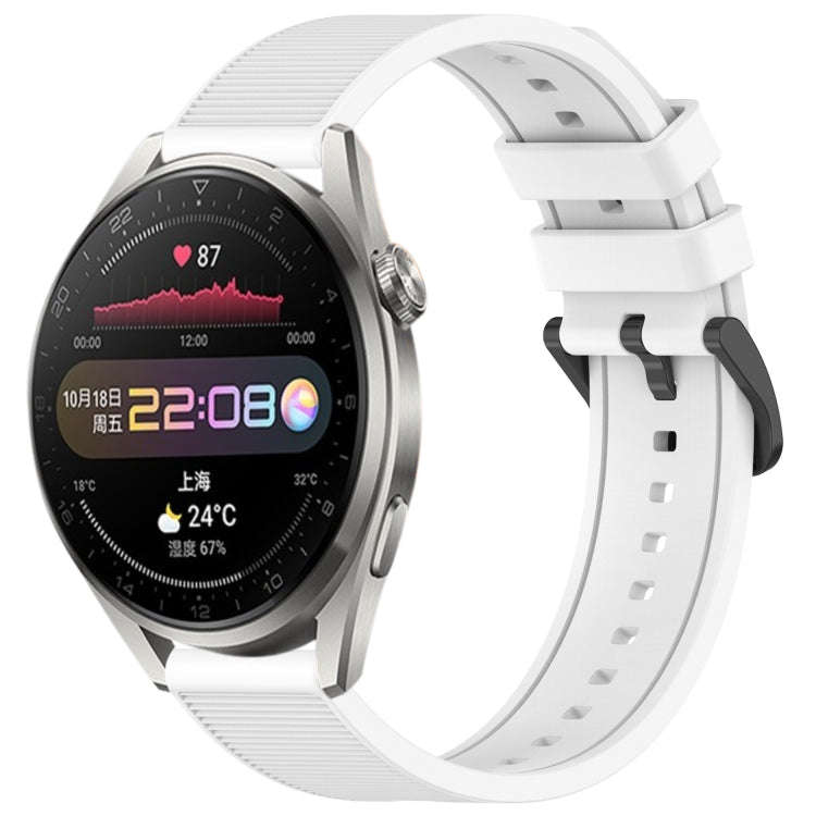For Huawei Watch 3 Pro 22mm Textured Silicone Solid Color Watch Band(White)