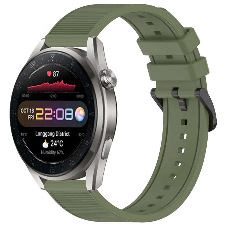 For Huawei Watch 3 Pro New 22mm Textured Silicone Solid Color Watch Band(Green)
