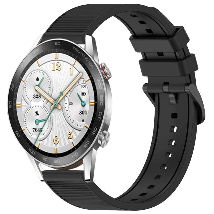 For Honor Watch GS 3i 22mm Textured Silicone Solid Color Watch Band(Black)