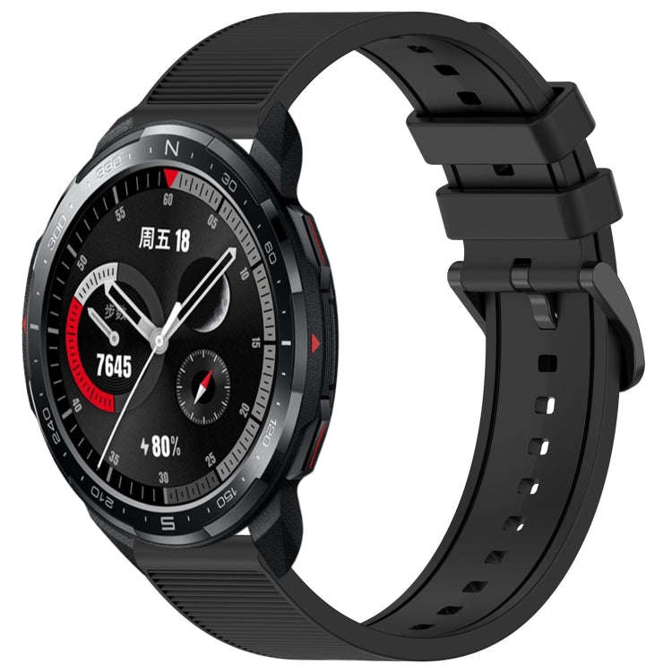For Honor Watch GS Pro 22mm Textured Silicone Solid Color Watch Band(Black)