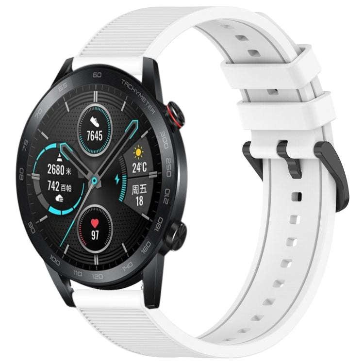 For Honor Magic Watch 2 46mm 22mm Textured Silicone Solid Color Watch Band(White)