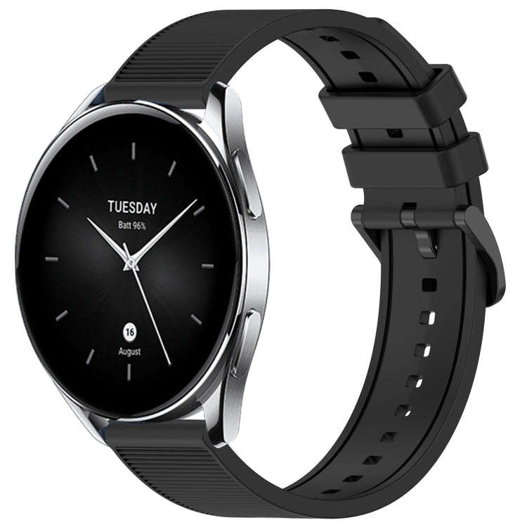 For Xiaomi Watch S2 22mm Textured Silicone Solid Color Watch Band(Black)