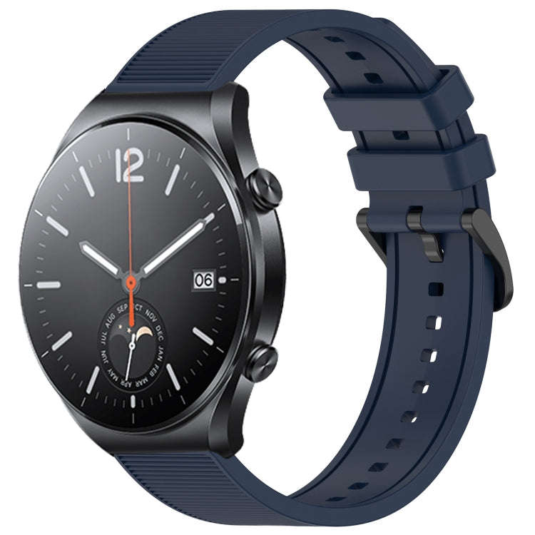 For Xiaomi MI Watch S1 22mm Textured Silicone Solid Color Watch Band(Midnight Blue)