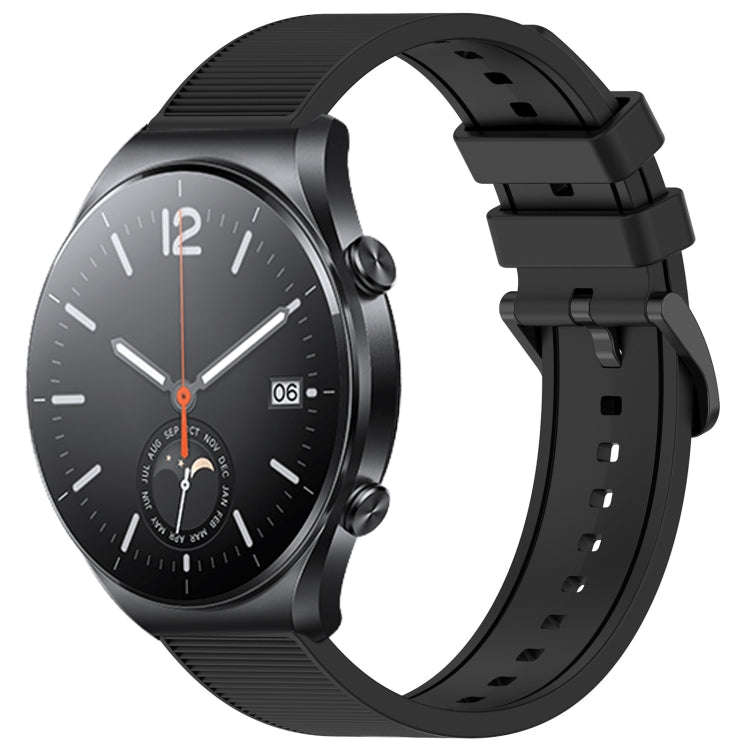 For Xiaomi MI Watch S1 22mm Textured Silicone Solid Color Watch Band(Black)