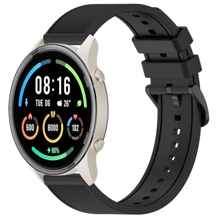 For Xiaomi MI Watch Sport 22mm Textured Silicone Solid Color Watch Band(Black)