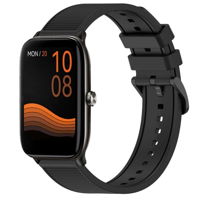 For Xiaomi Haylou GST LS09B 22mm Textured Silicone Solid Color Watch Band(Black)