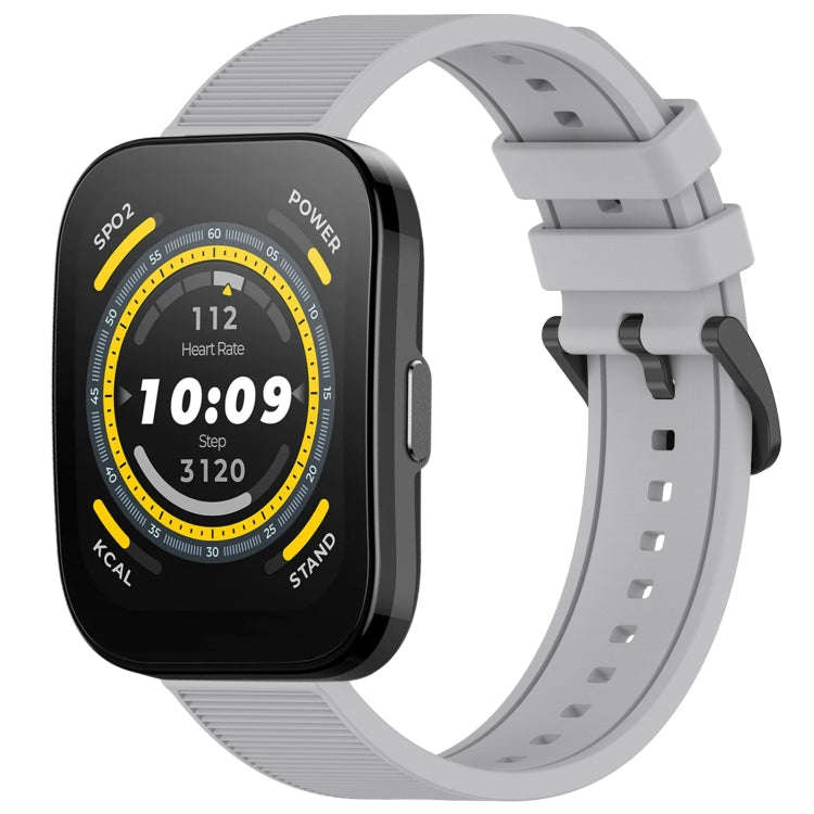 For Amazfit BIP 5 22mm Textured Silicone Solid Color Watch Band(Grey)