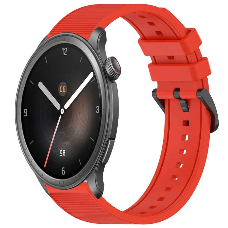 For Amazfit Balance 22mm Textured Silicone Solid Color Watch Band(Red)