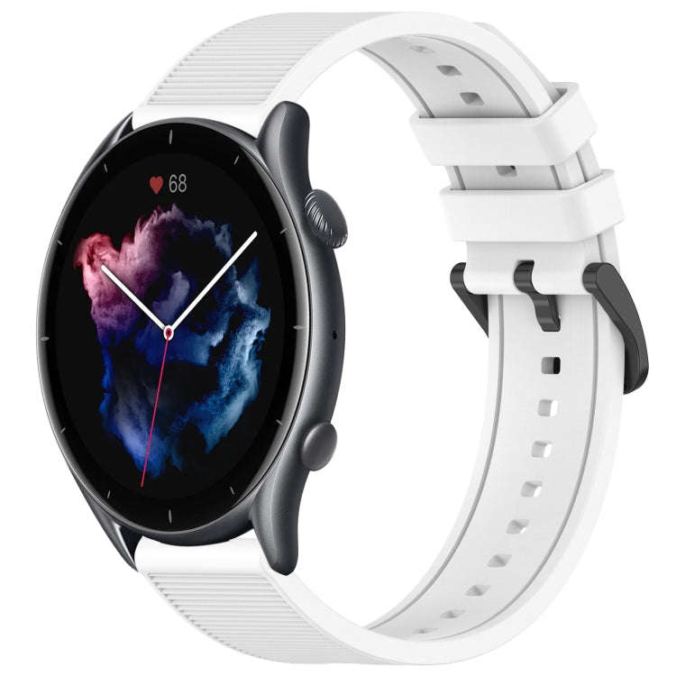 For Amazfit GTR 3 Pro 22mm Textured Silicone Solid Color Watch Band(White)