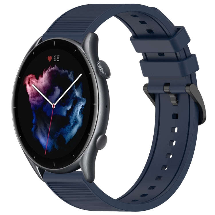 For Amazfit GTR 3 Pro 22mm Textured Silicone Solid Color Watch Band(Midnight Blue)