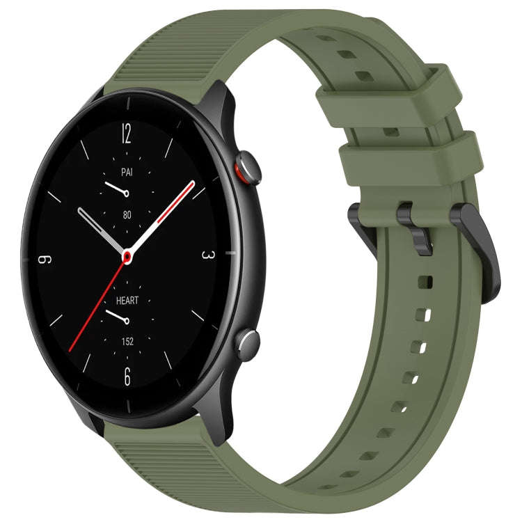 For Amazfit GTR 2e 22mm Textured Silicone Solid Color Watch Band(Green)