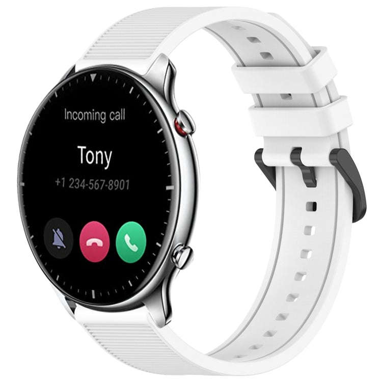 For Amazfit GTR 2 22mm Textured Silicone Solid Color Watch Band(White)
