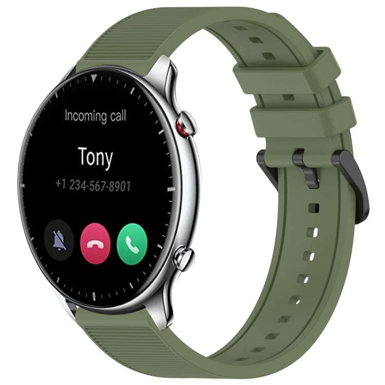 For Amazfit GTR 2 22mm Textured Silicone Solid Color Watch Band(Green)