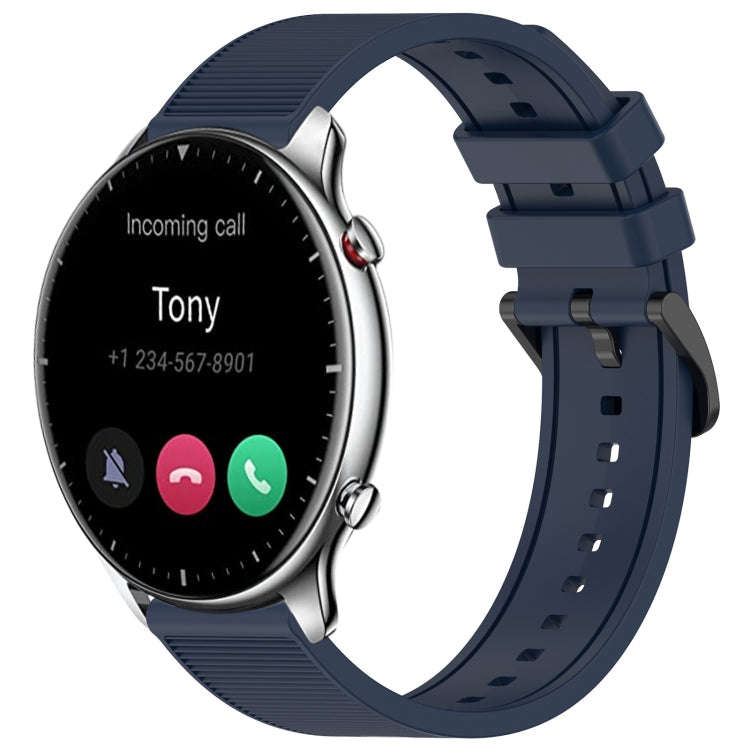 For Amazfit GTR 2 22mm Textured Silicone Solid Color Watch Band(Midnight Blue)