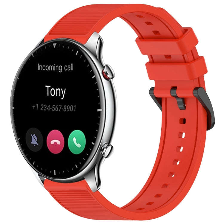 For Amazfit GTR 2 22mm Textured Silicone Solid Color Watch Band(Red)