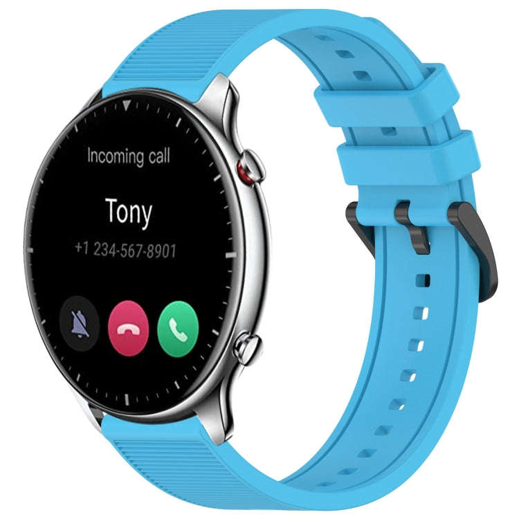 For Amazfit GTR 2 22mm Textured Silicone Solid Color Watch Band(Sky Blue)