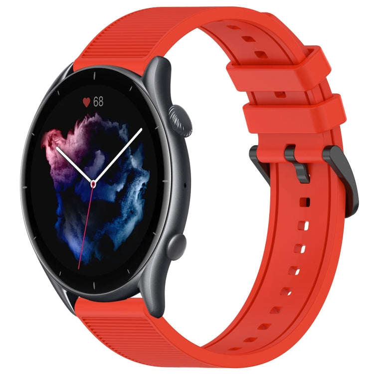 For Amazfit 3 22mm Textured Silicone Solid Color Watch Band(Red)