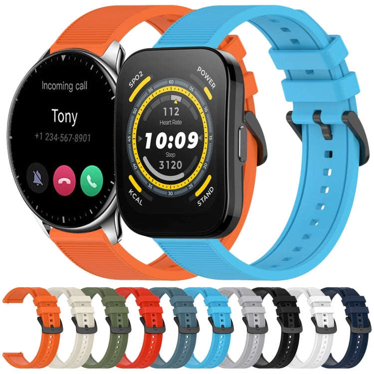 For Amazfit 3 22mm Textured Silicone Solid Color Watch Band(Rock Cyan)