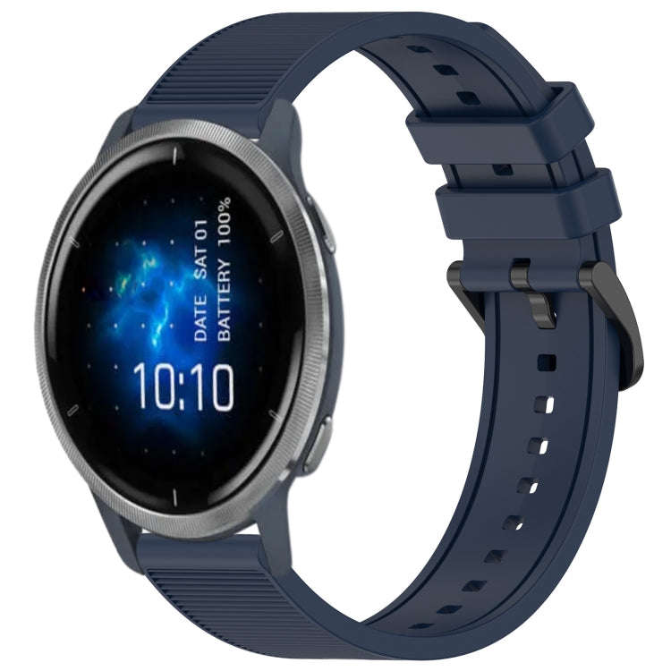 For Garmin Venu 2 22mm Textured Silicone Solid Color Watch Band(Midnight Blue)