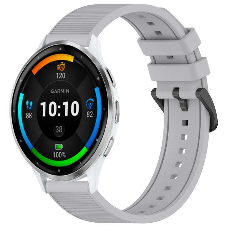For Garmin Venu 3 22mm Textured Silicone Solid Color Watch Band(Grey)