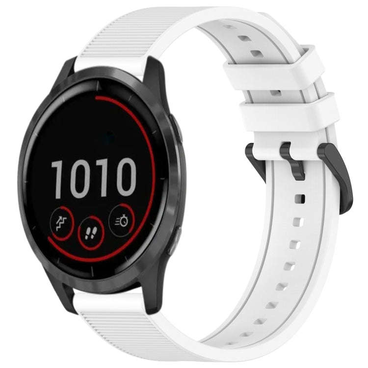For Garmin Vivoactive 4 22mm Textured Silicone Solid Color Watch Band(White)
