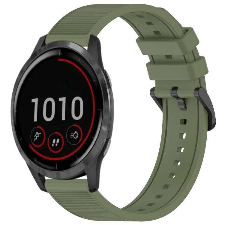 For Garmin Vivoactive 4 22mm Textured Silicone Solid Color Watch Band(Green)