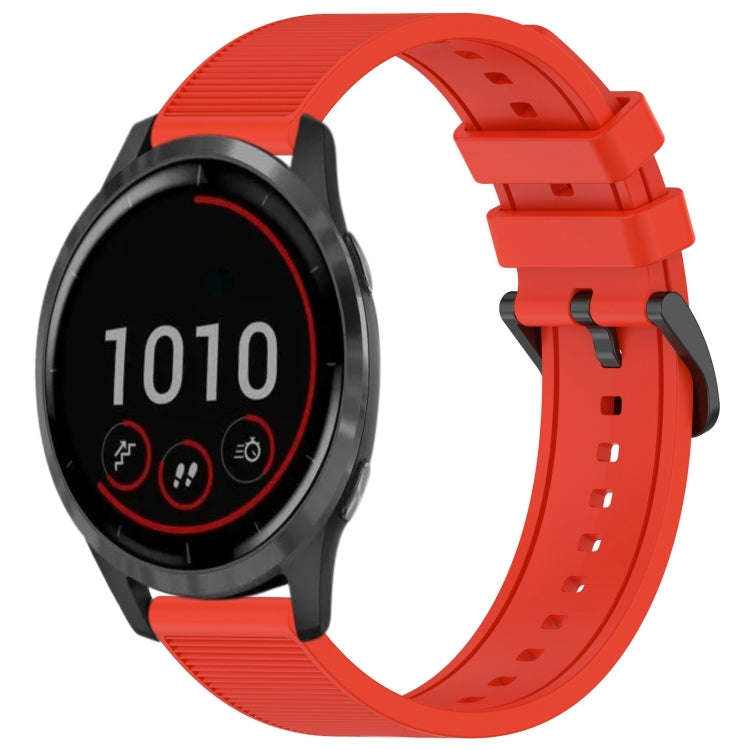 For Garmin Vivoactive 4 22mm Textured Silicone Solid Color Watch Band(Red)