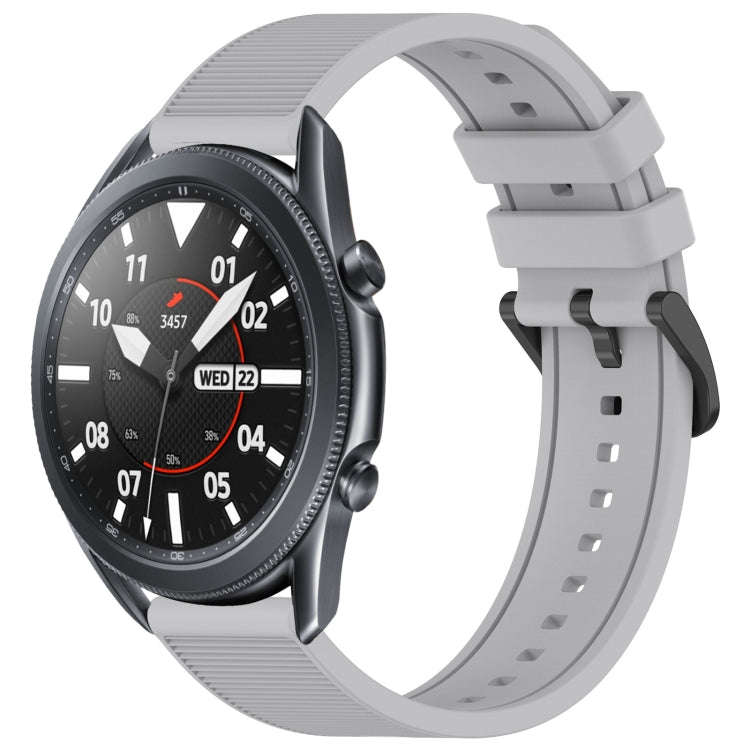 For Samsung Galaxy Watch3 45mm 22mm Textured Silicone Solid Color Watch Band(Grey)