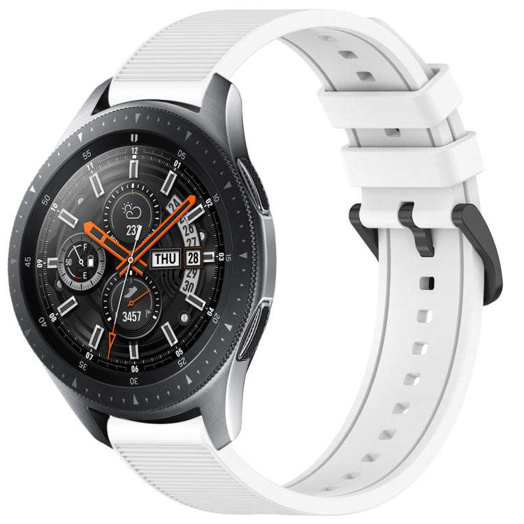 For Samsung Galaxy Watch 46mm 22mm Textured Silicone Solid Color Watch Band(White)