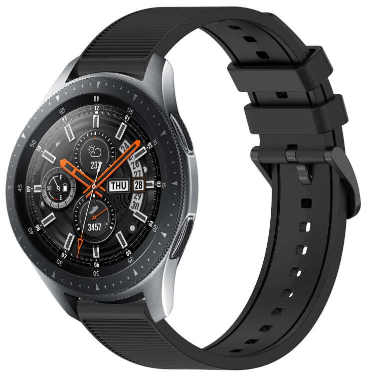 For Samsung Galaxy Watch 46mm 22mm Textured Silicone Solid Color Watch Band(Black)