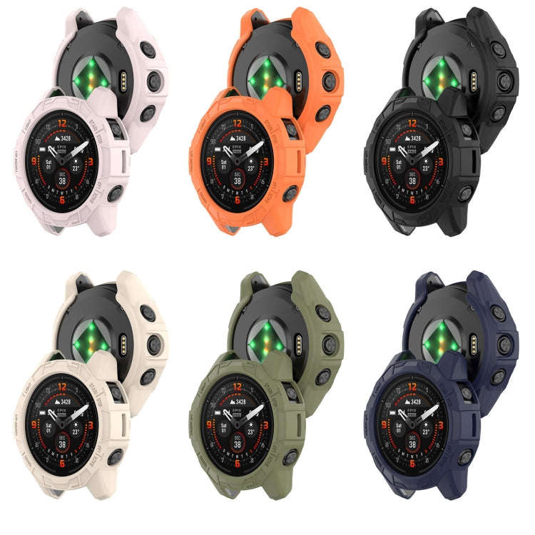 For Garmin Quatix 7 Pro Armored Hollow Half Pack TPU Watch Protective Case(Black)