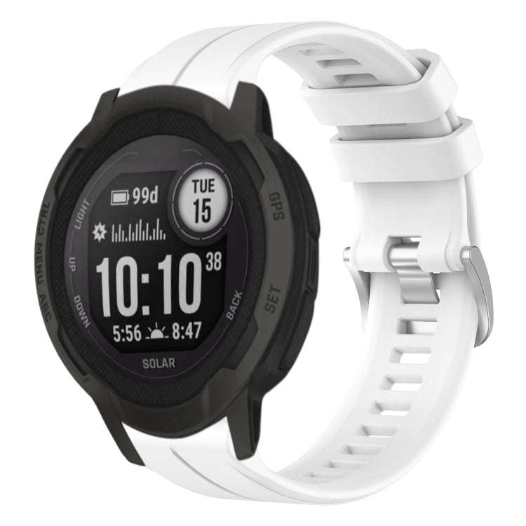 For Garmin  Instinct 2 Solar Solid Color Sports Silicone Watch Band(White)