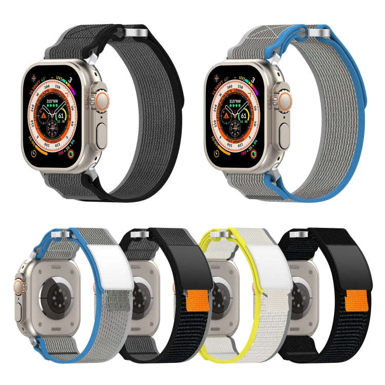 For Apple Watch Series 4 40mm Double Hook and Loop Faster Nylon Watch Band(Black+Grey)