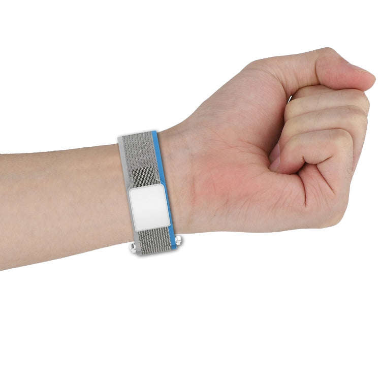 For Apple Watch Series 9 41mm Double Hook and Loop Faster Nylon Watch Band(Black+Grey)