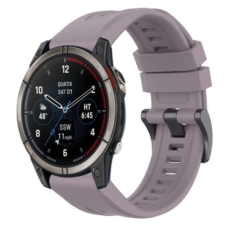 For Garmin Quatix 7 Pro Solid Color Black Buckle Silicone Quick Release Watch Band(Purple)