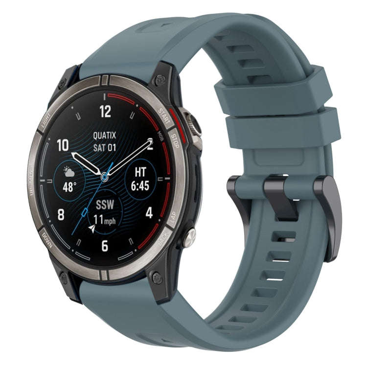 For Garmin Quatix 7 Pro Solid Color Black Buckle Silicone Quick Release Watch Band(Rock Blue)