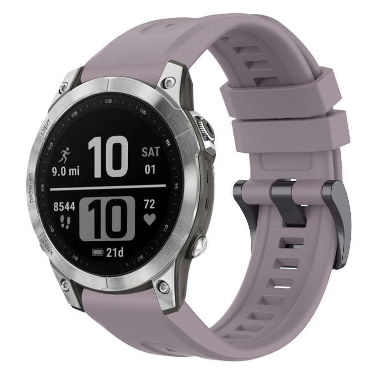 For Garmin Fenix 7 Pro Solid Color Black Buckle Silicone Quick Release Watch Band(Purple)