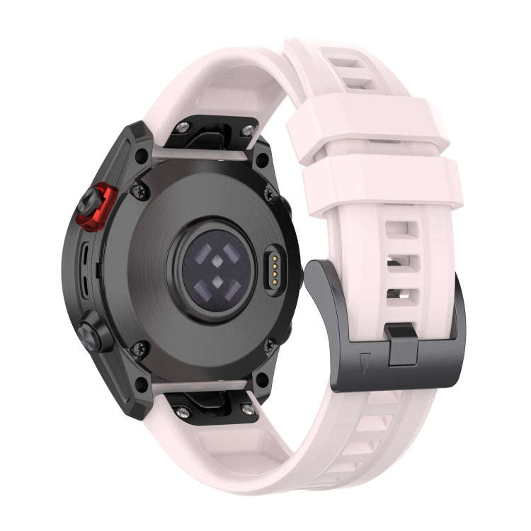 For Garmin Fenix 7 Pro Solid Color Black Buckle Silicone Quick Release Watch Band(Pink)