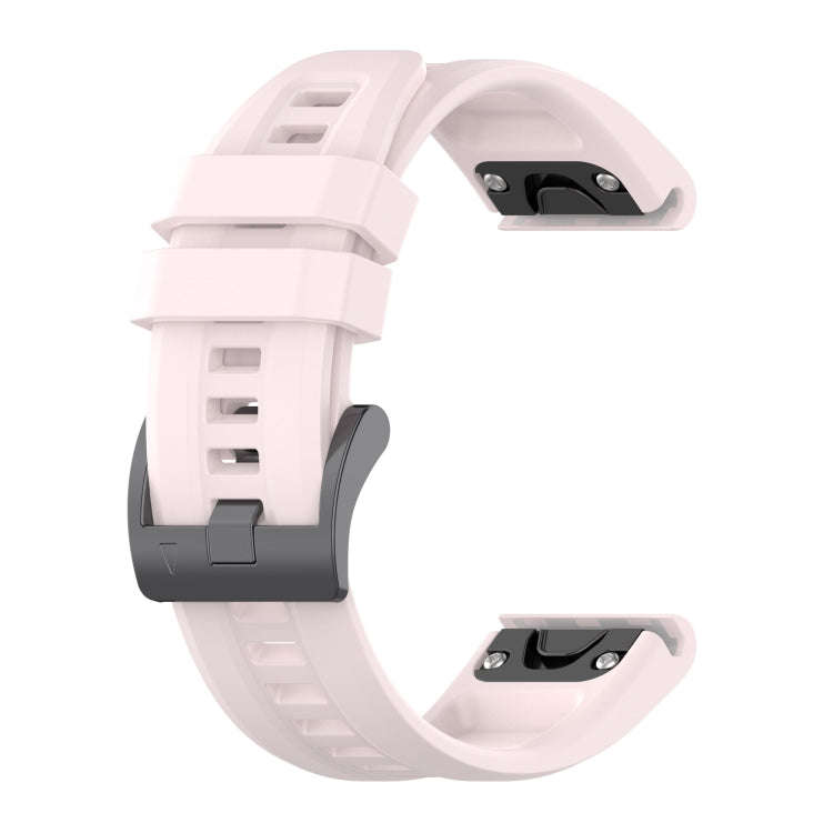 For Garmin Fenix 7 Pro Solid Color Black Buckle Silicone Quick Release Watch Band(Pink)