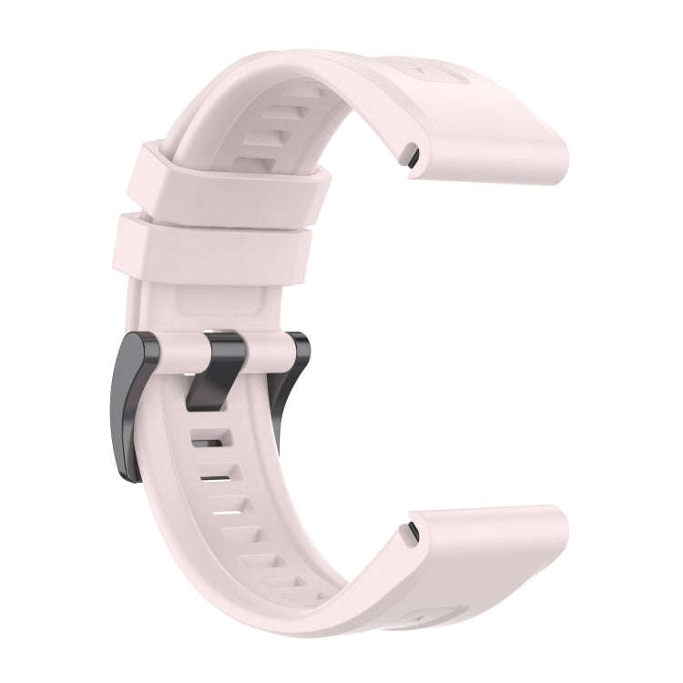 For Garmin Fenix 7 Pro Solid Color Black Buckle Silicone Quick Release Watch Band(Pink)