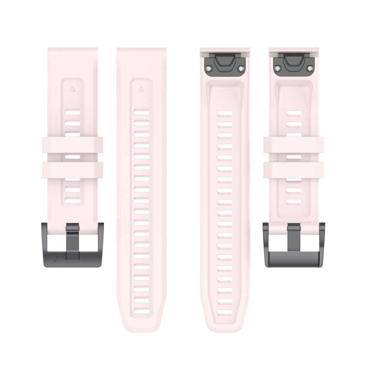 For Garmin Fenix 7 Pro Solid Color Black Buckle Silicone Quick Release Watch Band(Pink)